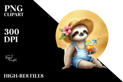 Sloth in Beachwear, PNG Product Image 2