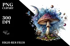 Magical Mushroom Watercolor Splash PNG Product Image 1