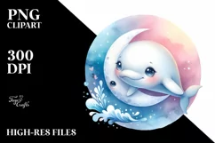 Colorful Smiling Baby Beluga Whale | Clipart Product Image 3