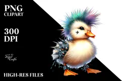 Energetic Baby Duck with Punk Look, Watercolor Product Image 2