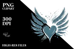 Heart with Wings Simple Paintbrush Style PNG Product Image 2