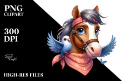 Funny Horse Dove Bandana|Summer Sticker Flower Product Image 2