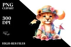 Digital Painting with Baby Lion PNG Product Image 2