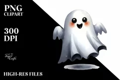 Funny Halloween Ghost Watercolor Illustration | Sublimation Product Image 1