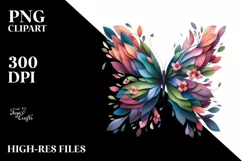 Abstract Butterfly with Plant Leaves, PNG Product Image 3
