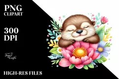 Colorful Cute Otter Sleeping in a Flower|Summer Sticker Product Image 3
