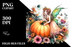 Vibrant Fairy Pumpkin Drawing | Sublimation Clipart Product Image 3