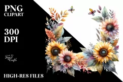 Colorful Sunflower Frame | Watercolor Clipart Product Image 3