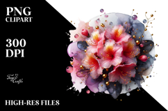 Abstract Rhododendron Watercolor Splash PNG Product Image 2