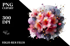 Abstract Rhododendron Watercolor Splash PNG Product Image 2