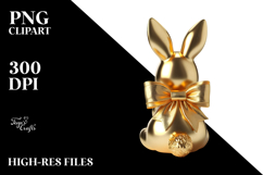 Colorful Stylized Sitting Bunny PNG Product Image 2