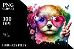 Puppy in Sunglasses, Colorful PNG Product Image 2