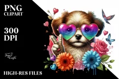 Puppy in Sunglasses, Colorful PNG Product Image 2