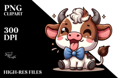 Joyful Baby Calf with Bow Tie PNG Product Image 2