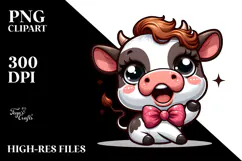 Ridiculously Cute Baby Calf with Bow Tie PNG Product Image 2
