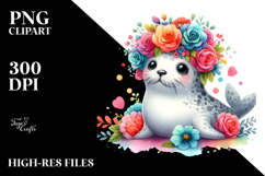 Seal with Flower Crown, Transparent PNG Product Image 2