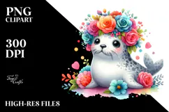 Seal with Flower Crown, Transparent PNG Product Image 2