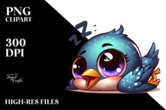 cute baby Starling Sleeping Clipart Product Image 3
