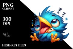 cute baby Starling Sleeping Clipart Product Image 1