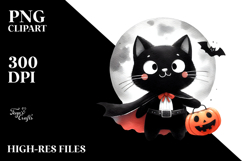 Simple Funny Haloween Clipart with BLACK CAT PNG Product Image 2