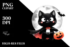 Simple Funny Haloween Clipart with BLACK CAT PNG Product Image 2