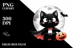 Simple Funny Haloween Clipart with BLACK CAT PNG Product Image 3