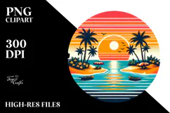 Retro Tropical Island Beach Chairs Clipart Product Image 2