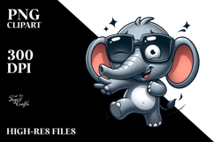 Dancing Elephant with Oversized Sunglasses Vector Art Product Image 2