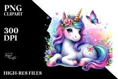 Baby Unicorn Watercolor Child | Clipart Product Image 3