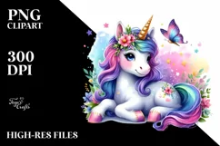 Baby Unicorn Watercolor Child | Clipart Product Image 3