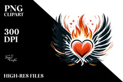 Heart Wings Fire Paintbrush PNG Product Image 2