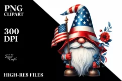 Patriotic Gnome USA Watercolor | Clipart Product Image 1