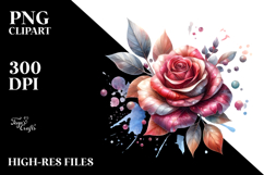 Rose Watercolor Splash PNG Product Image 2