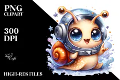 Energetic Snail with Astronaut Helmet PNG Product Image 2