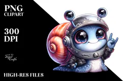 Energetic Snail with Astronaut Helmet PNG Product Image 2