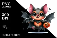 Funny Halloween Bat Clipart PNG Product Image 1