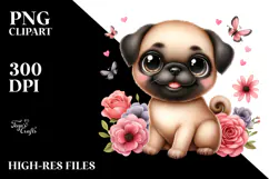 Happy Cartoon Pug PNG Product Image 2