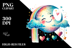 Simple Digital Painting Moon with Hearts PNG Product Image 2