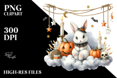 Halloween Bunny Sitting on Cloud PNG Product Image 2