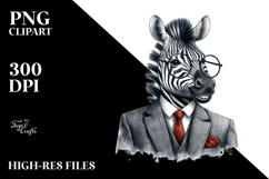 Funny Zebra Retro es, White Background | Sublimation Clipart Product Image 2