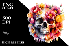 Colorful Skull with Spring Flowers PNG Product Image 2