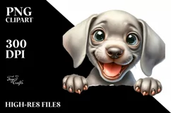 Enthusiastic Watercolor Weimaraner Puppy Illustration | Product Image 3