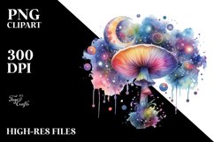 Magical Celestial Mushroom | Watercolor Clipart Product Image 3
