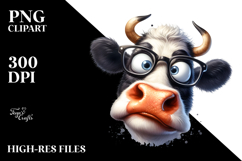 Crazy Funny Cow Portrait with es|Summer Sticker Flower Product Image 2