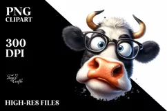 Crazy Funny Cow Portrait with es|Summer Sticker Flower Product Image 3