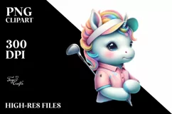 Colorful Baby Unicorn Golfer PNG Product Image 3