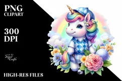Colorful Baby Unicorn Golfer PNG Product Image 3