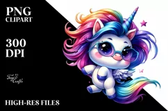 Jumping Cute Unicorn Clipart PNG Product Image 1