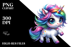 Cute Vibrant Unicorn Drawing PNG Product Image 2