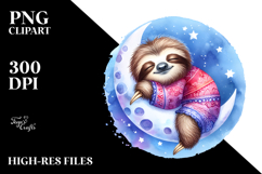 Cute Baby Sloth Dressed Sleeping On the Moon | Sublimation | Product Image 2